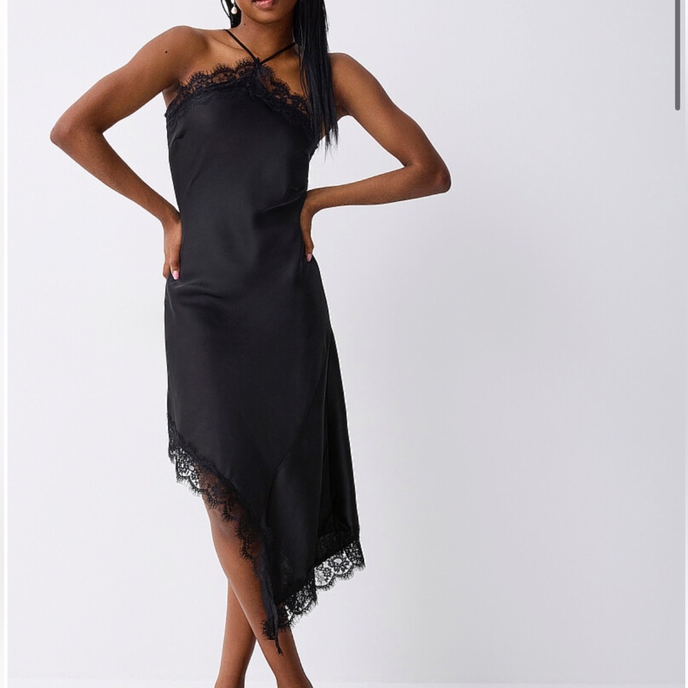 Tease Satin Lace-Trim Mini Slip Dress